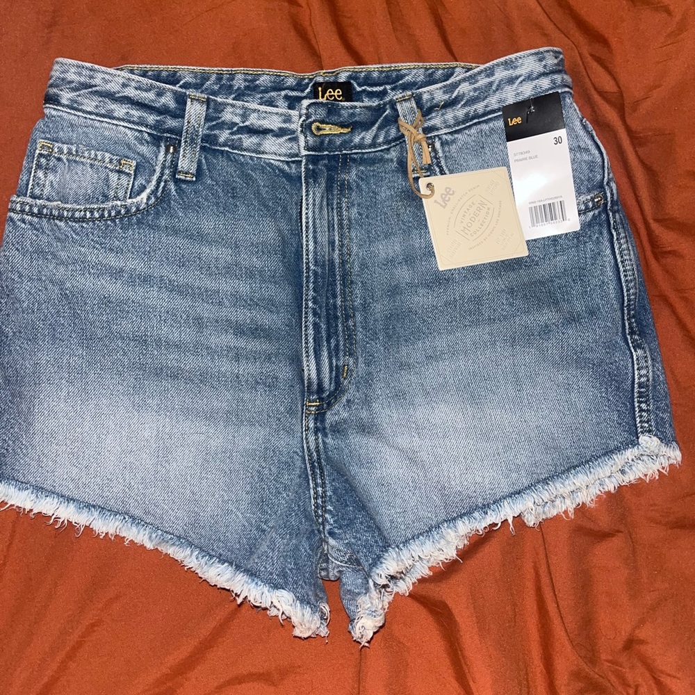 Lee Blue Jean Shorts with Distressed Hem